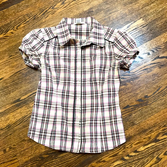 Puff Sleeve Plaid Shirt